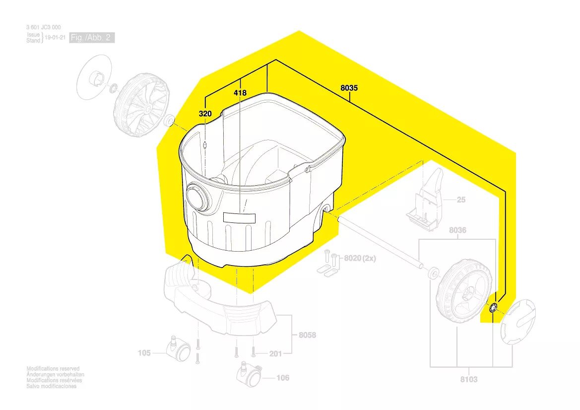 Cuve aspirateur réf. 2 609 200 488 Bosch